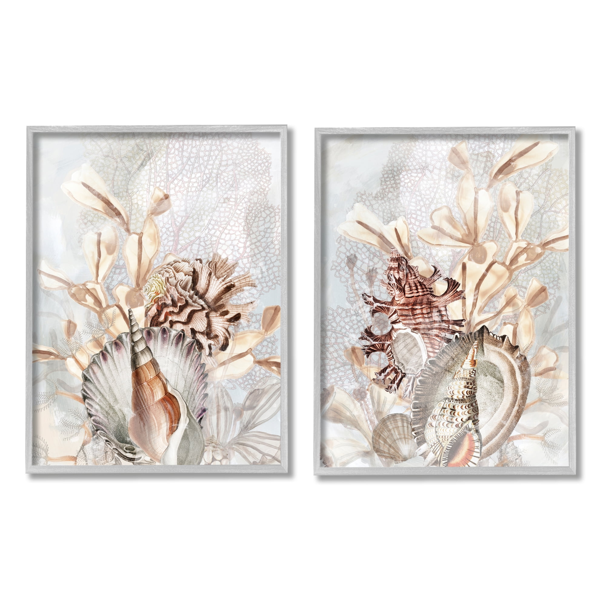 Stupell Industries Grey & Beige Sea Life Animals & Insects Painting Gray Framed Art Print Wall Art, 11 x 14