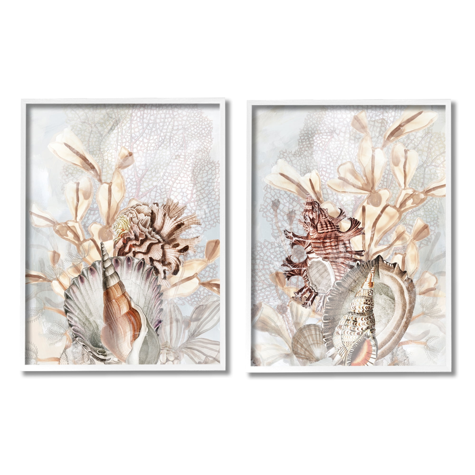 Stupell Industries Grey & Beige Sea Life Animals & Insects Painting White Framed Art Print Wall Art, 16 x 20