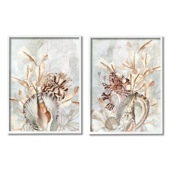 Stupell Industries Grey & Beige Sea Life Animals & Insects Painting White Framed Art Print Wall Art, 16 x 20