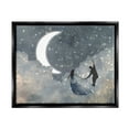 thumbnail image 1 of Stupell Industries Grey and Blue Celestial Love Sky Swinging by the Crescent Moon and Stars Jet Black Framed Floating Canvas Wall Art, 16x20, by Victoria Borges, 1 of 5