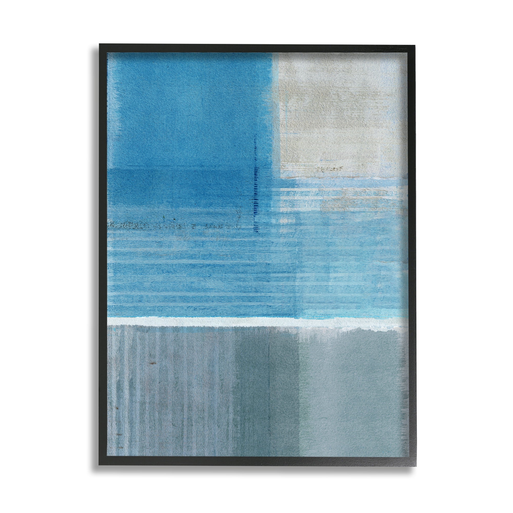 Stupell Industries Grey & Blue Painting Abstract Painting Black Framed Art Print Wall Art, 16 x 20