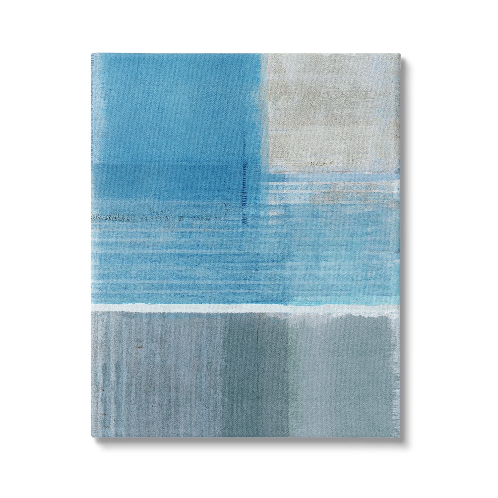 Stupell Industries Grey & Blue Painting Abstract Painting Gallery Wrapped Canvas Art Print Wall Art, 36 x 48