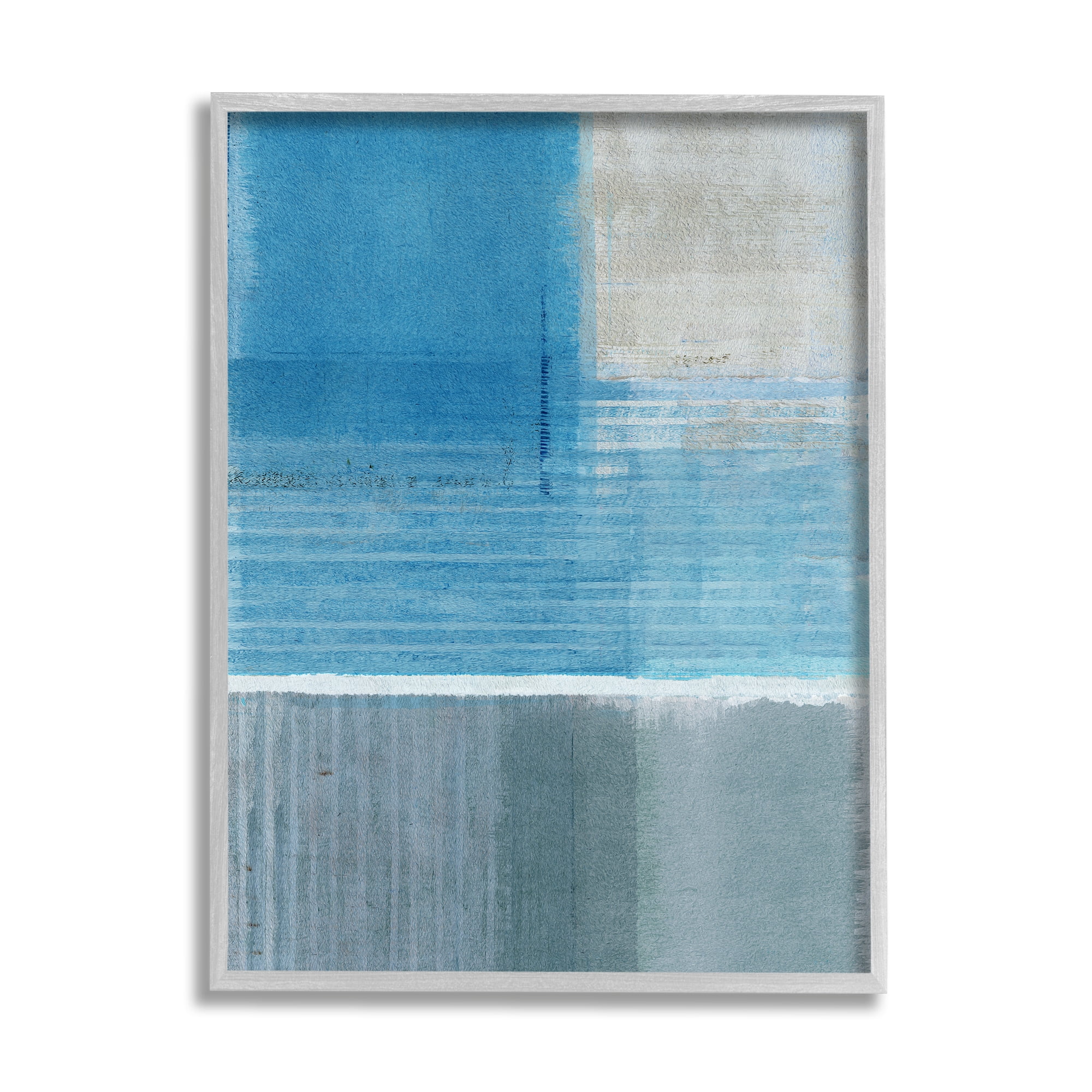 Stupell Industries Grey & Blue Painting Abstract Painting Gray Framed Art Print Wall Art, 16 x 20