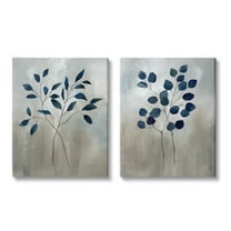 Stupell Industries Grey Botanical Sprigs Botanical & Floral Painting Gallery Wrapped Canvas Print Wall Art, 16 x 20, Set of 2