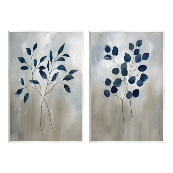 Stupell Industries Grey Botanical Sprigs Botanical & Floral Painting Unframed Art Print Wall Art, 10 x 15, Set of 2