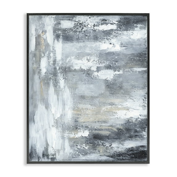 Stupell Industries Grey Brushed Abstraction Abstract Painting Black Framed Art Print Wall Art, 16 x 20