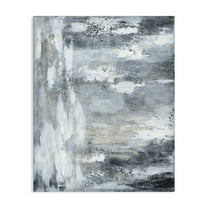 Stupell Industries Grey Brushed Abstraction Abstract Painting Gallery Wrapped Canvas Art Print Wall Art, 16 x 20