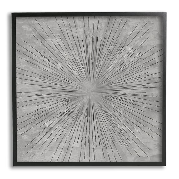 Stupell Industries Grey Burst Pattern Abstract Painting Black Framed Art Print Wall Art, 12 x 12
