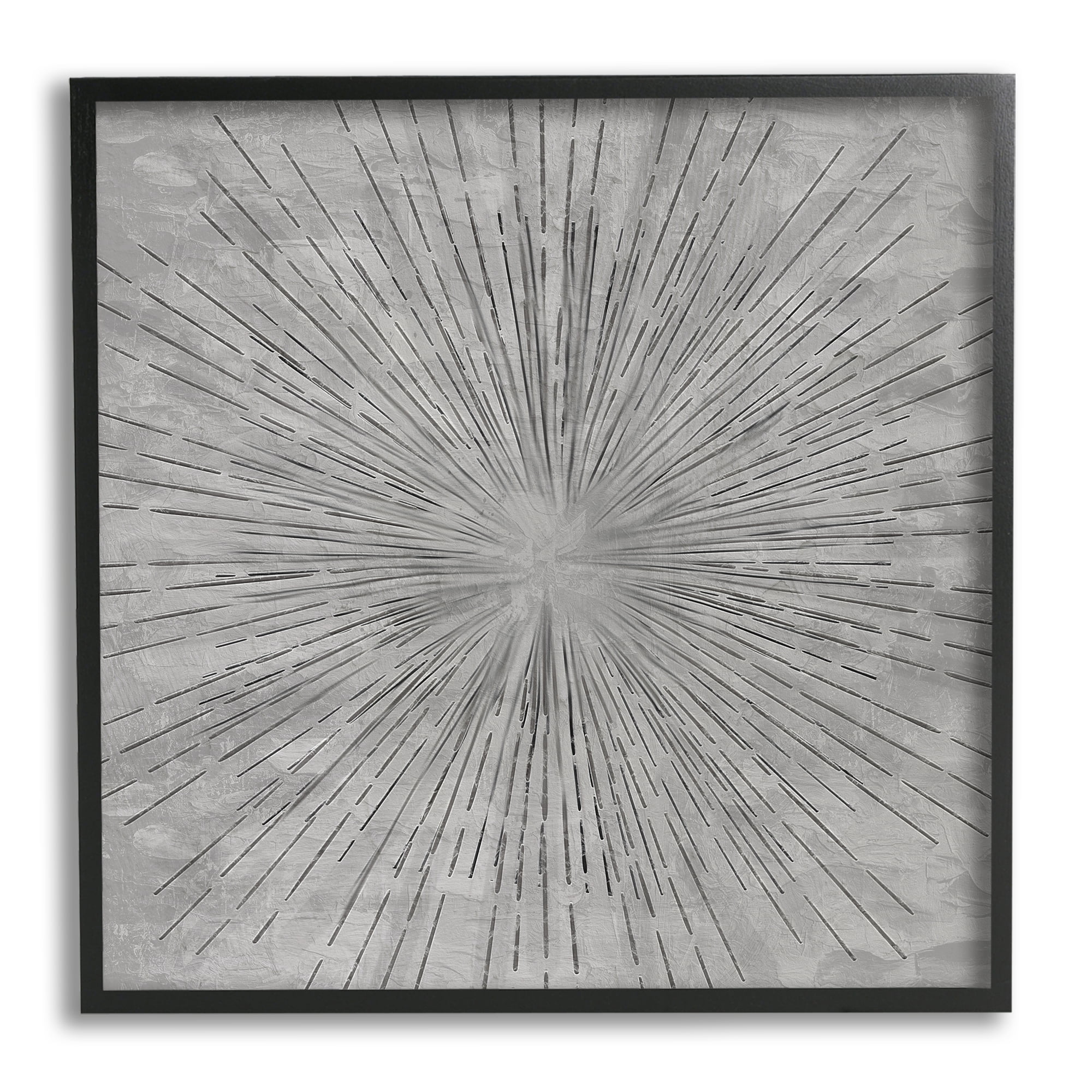 Stupell Industries Grey Burst Pattern Abstract Painting Black Framed Art Print Wall Art, 17 x 17