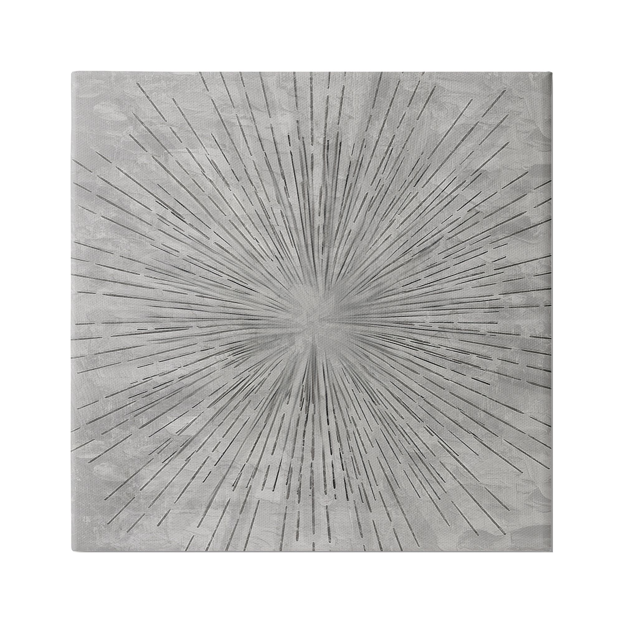Stupell Industries Grey Burst Pattern Abstract Painting Gallery Wrapped Canvas Print Wall Art, 24 x 24