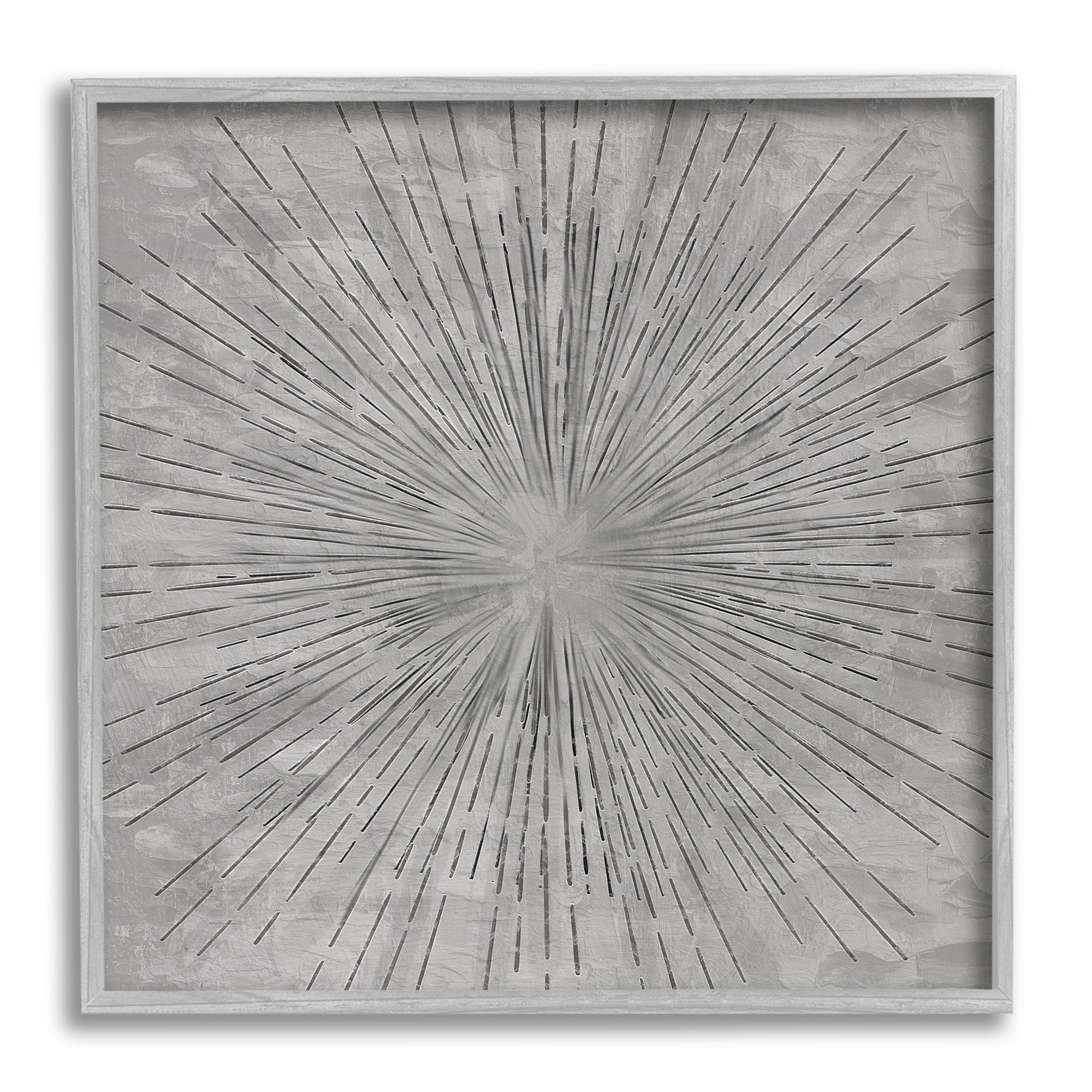 Stupell Industries Grey Burst Pattern Abstract Painting Gray Framed Art Print Wall Art, 12 x 12