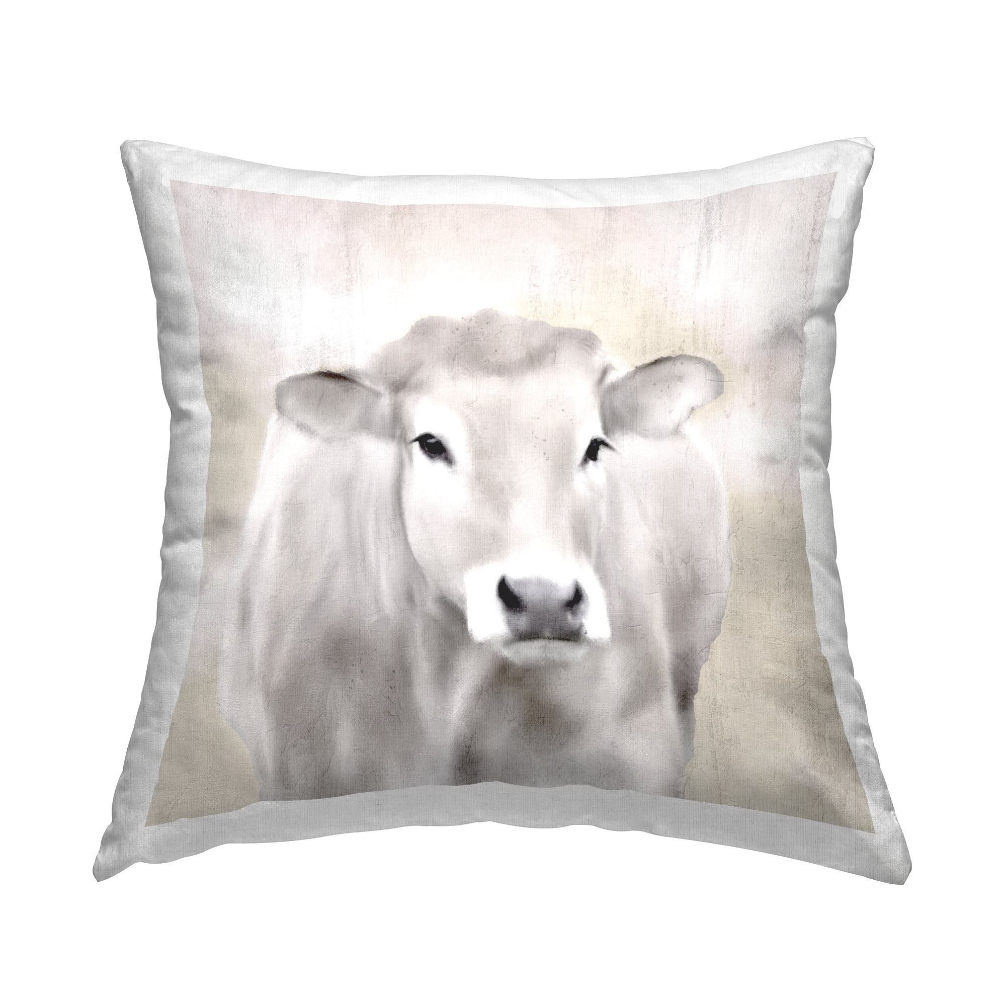 Stupell Industries Grey Cattle Portrait Decorative Printed Throw Pillow, 18 x 18