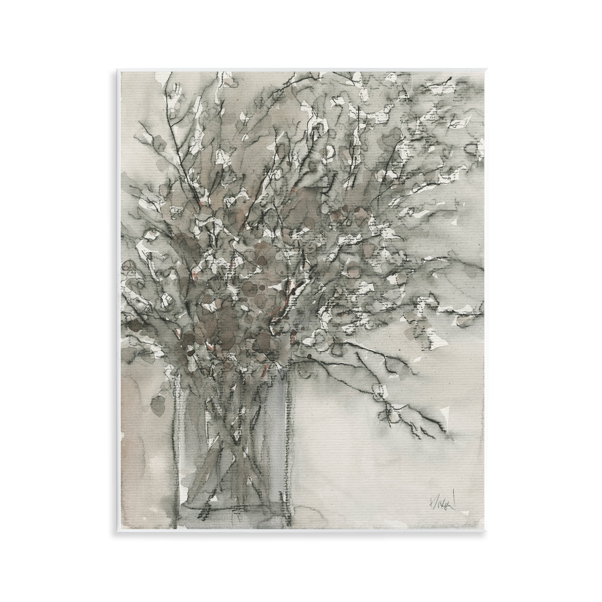 Stupell Industries Grey Charcoal Bouquet Plants & Flowers Painting Unframed Art Print Wall Art, 11 x 14