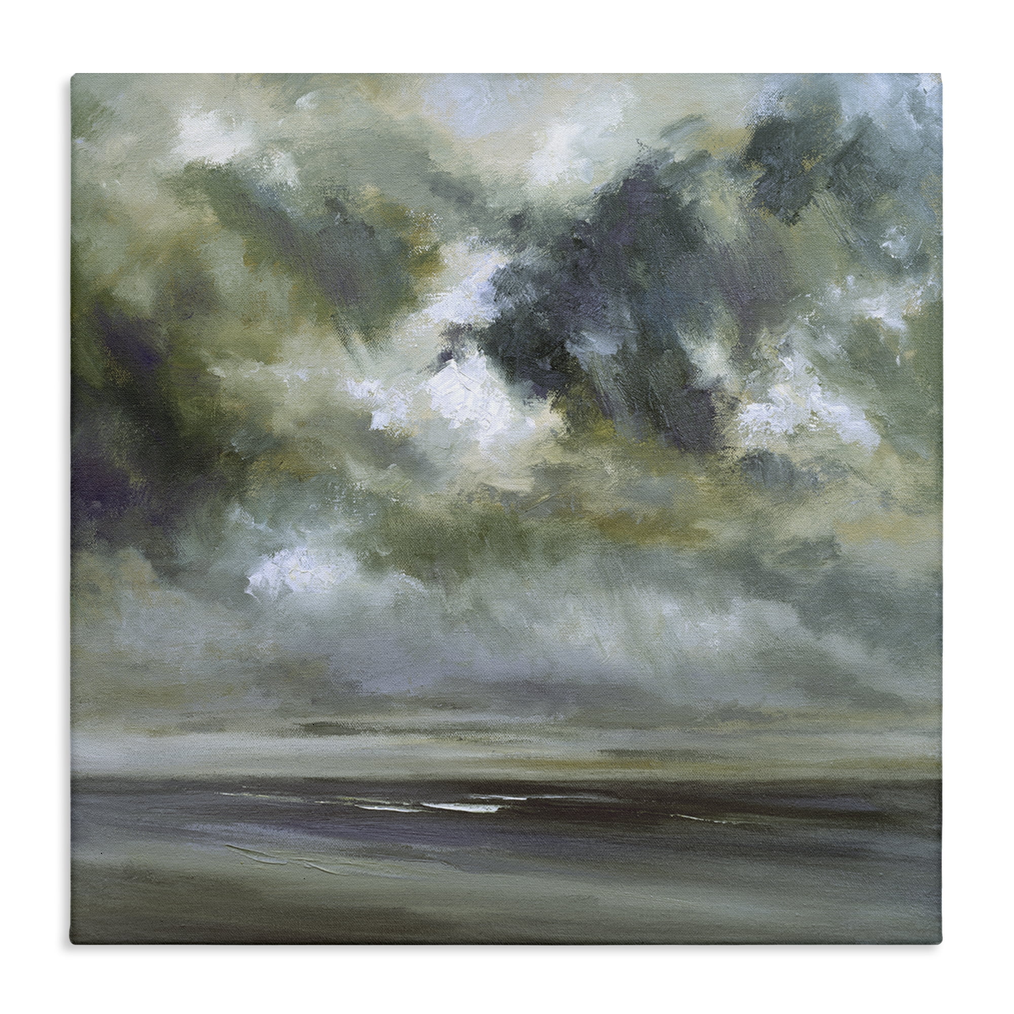 Stupell Industries Grey Clouds over Beach Landscape & Nature Painting Wrapped Canvas Art Print Wall Art, 30 x 30
