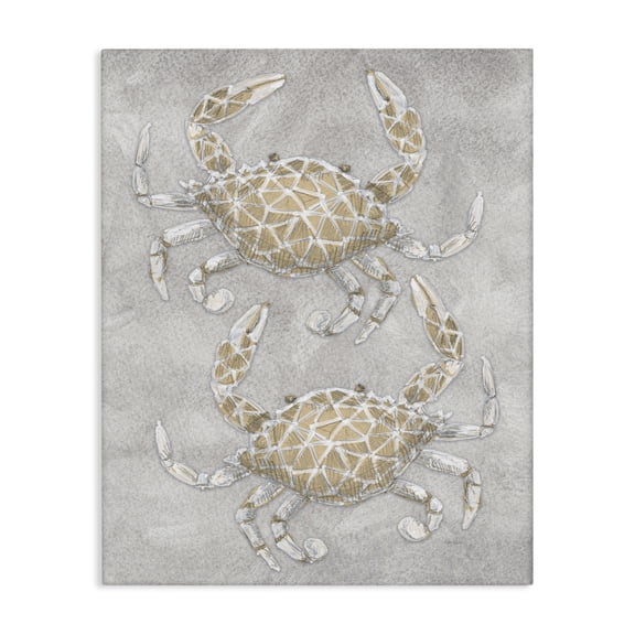Stupell Industries Grey Crabs Drawing Canvas Wall Art design by Patti Bishop, 48 x 36