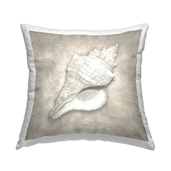 Stupell Industries Grey Detailed Conch Decorative Printed Throw Pillow Design by Amber Sterling