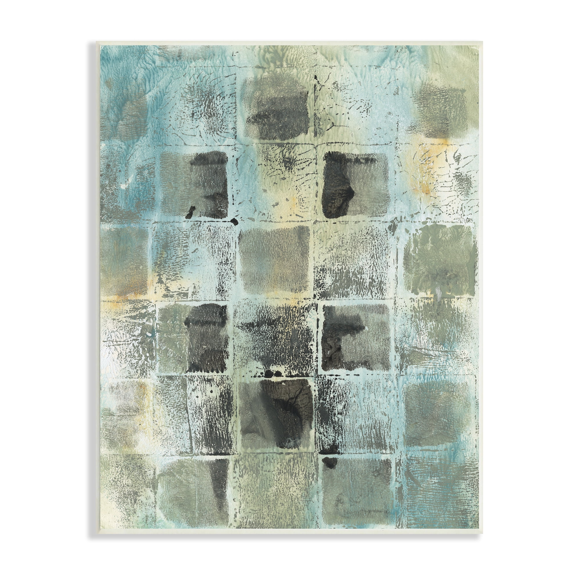 Stupell Industries Grey Distressed Checkerboard Grid Abstract Block Shapes, 10 x 15, Design by Joyce Combs