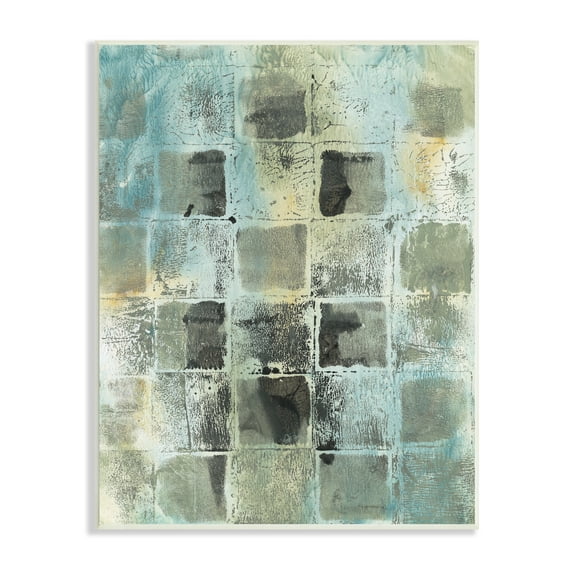 Stupell Industries Grey Distressed Checkerboard Grid Abstract Block Shapes, 10 x 15, Design by Joyce Combs