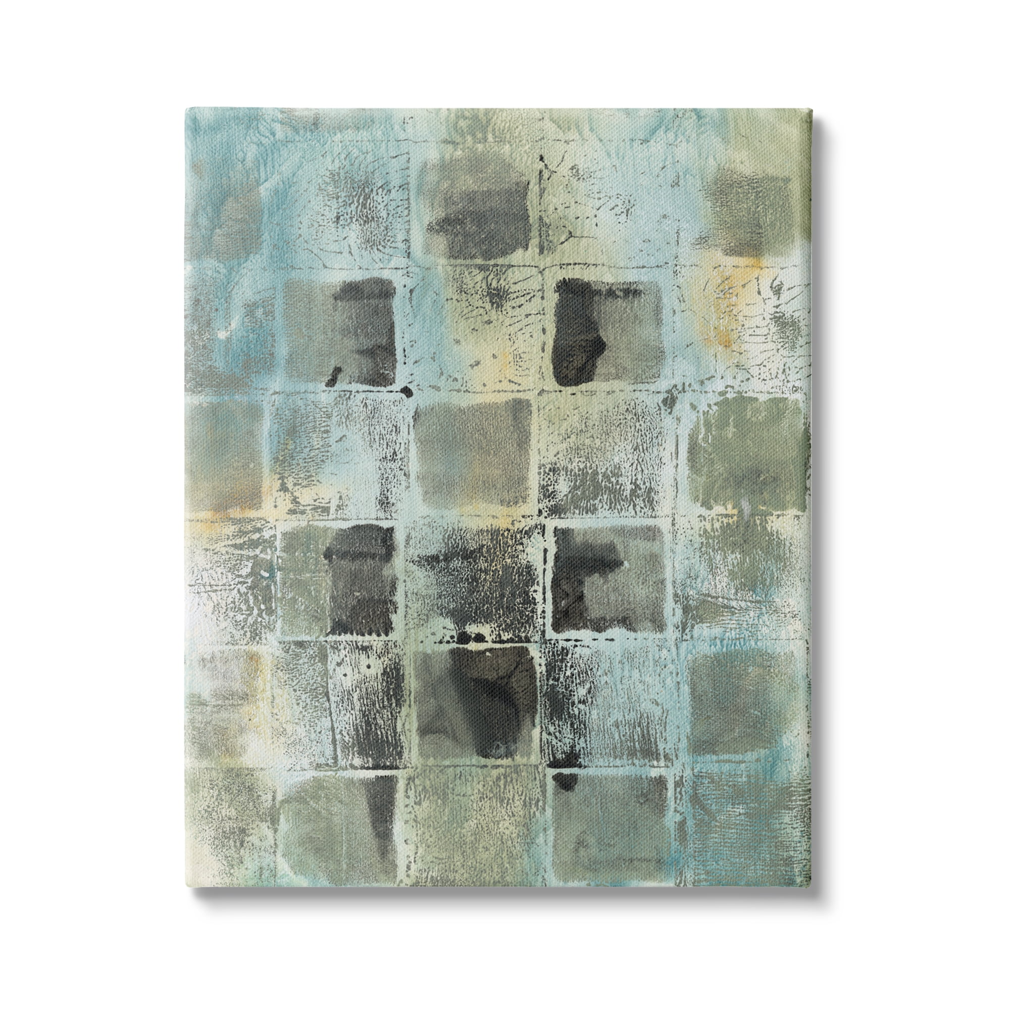 Stupell Industries Grey Distressed Checkerboard Grid Abstract Block Shapes, 16 x 20, Design by Joyce Combs