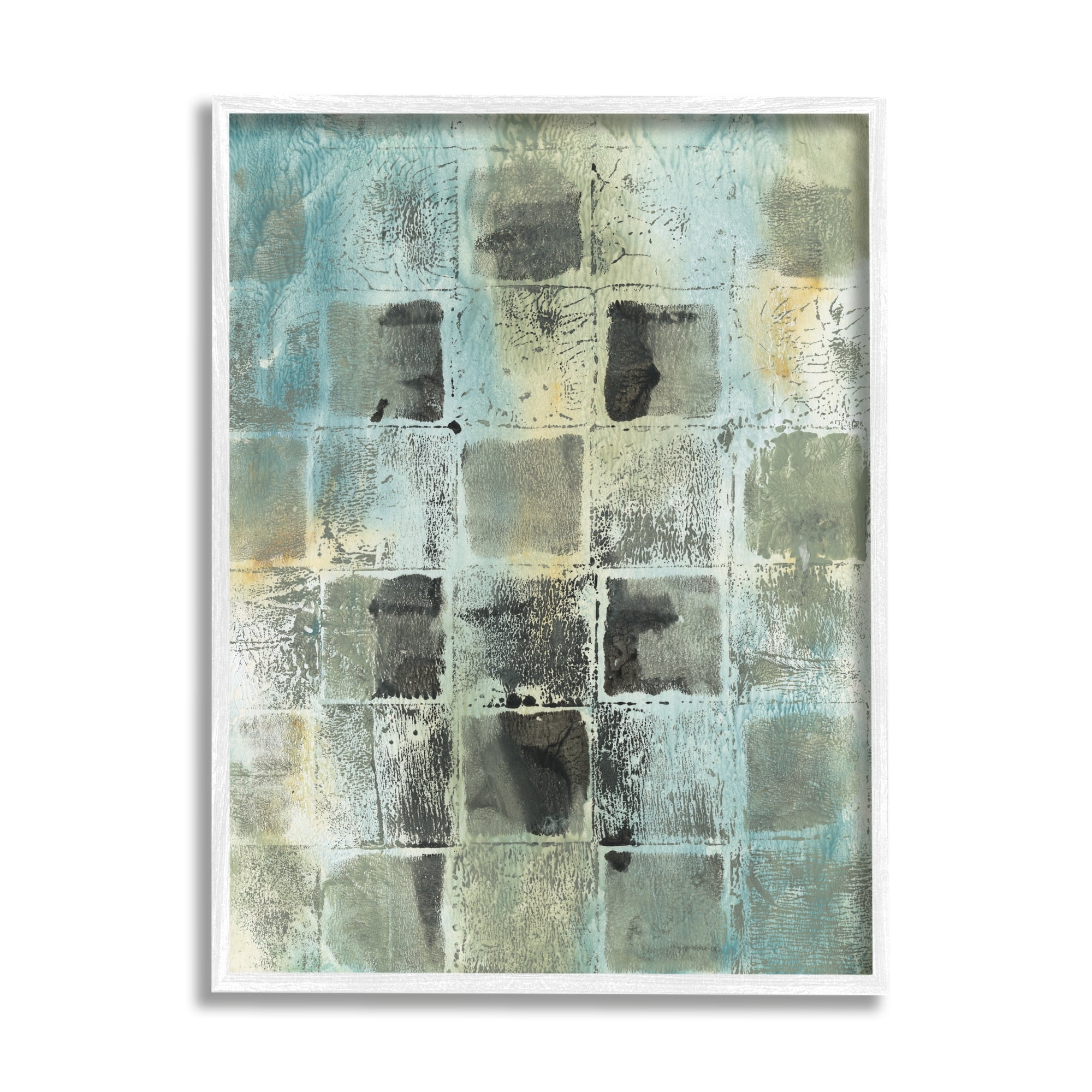 Stupell Industries Grey Distressed Checkerboard Grid Abstract Block Shapes, 16 x 20, Design by Joyce Combs