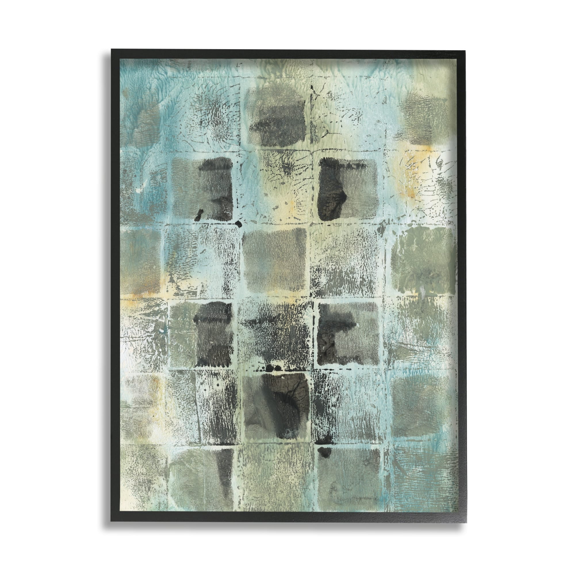 Stupell Industries Grey Distressed Checkerboard Grid Abstract Block Shapes, 16 x 20, Design by Joyce Combs
