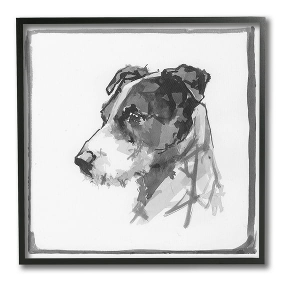Stupell Industries Grey Dog Portrait Animals & Insects Painting Black Framed Art Print Wall Art, 12 x 12