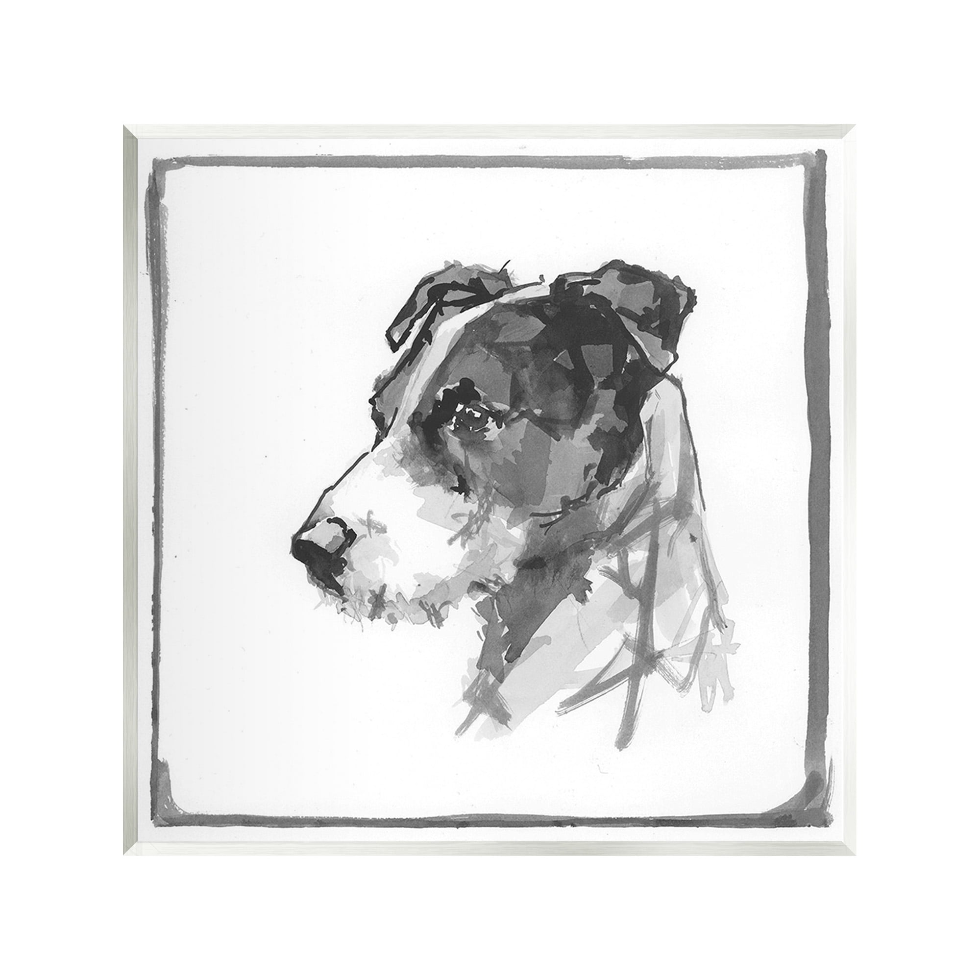 Stupell Industries Grey Dog Portrait Animals & Insects Painting Unframed Art Print Wall Art, 12 x 12