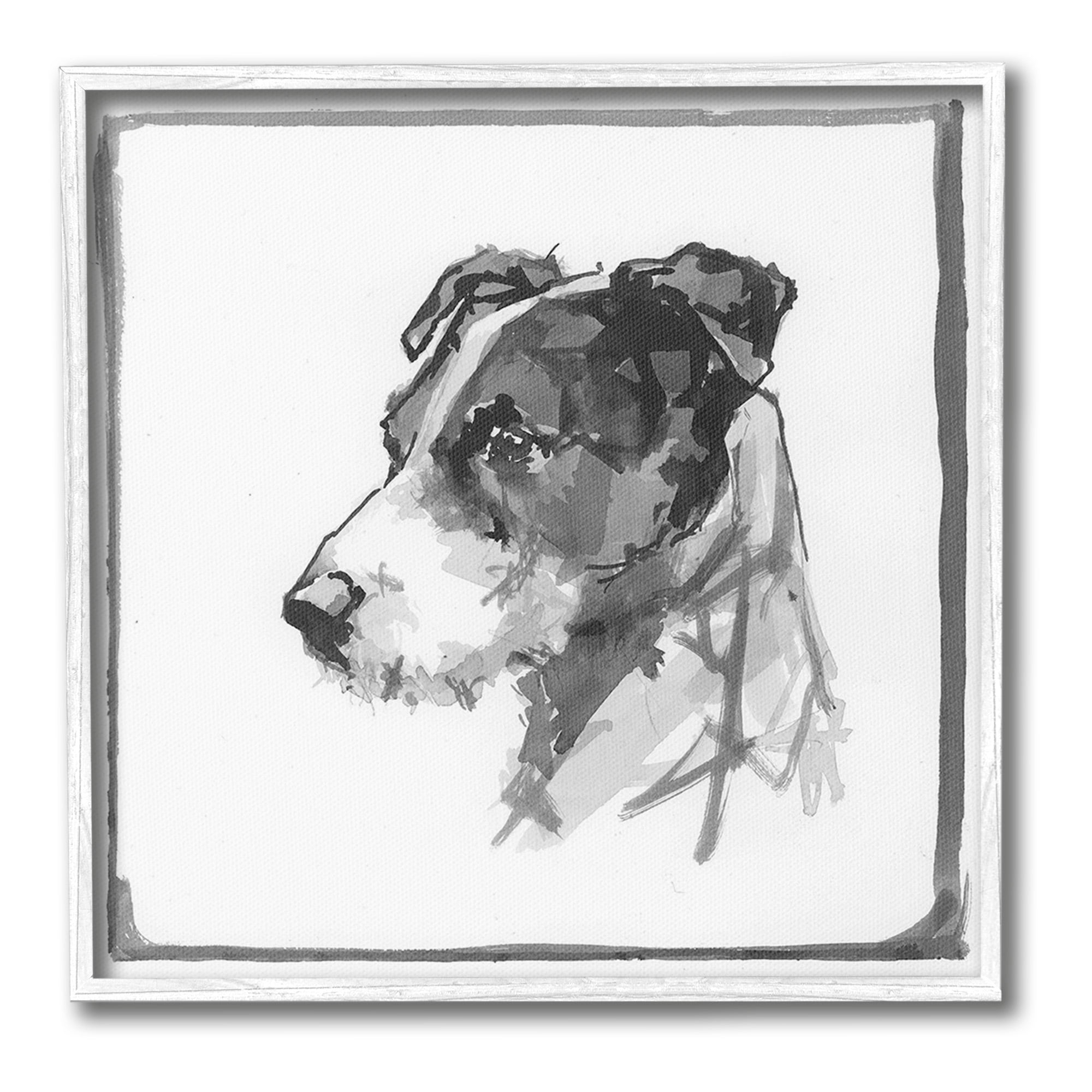 Stupell Industries Grey Dog Portrait Animals & Insects Painting White Framed Art Print Wall Art, 24 x 24