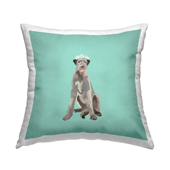 Stupell Industries Grey Dog in Crown Decorative Printed Throw Pillow Design by Amelia Noyes