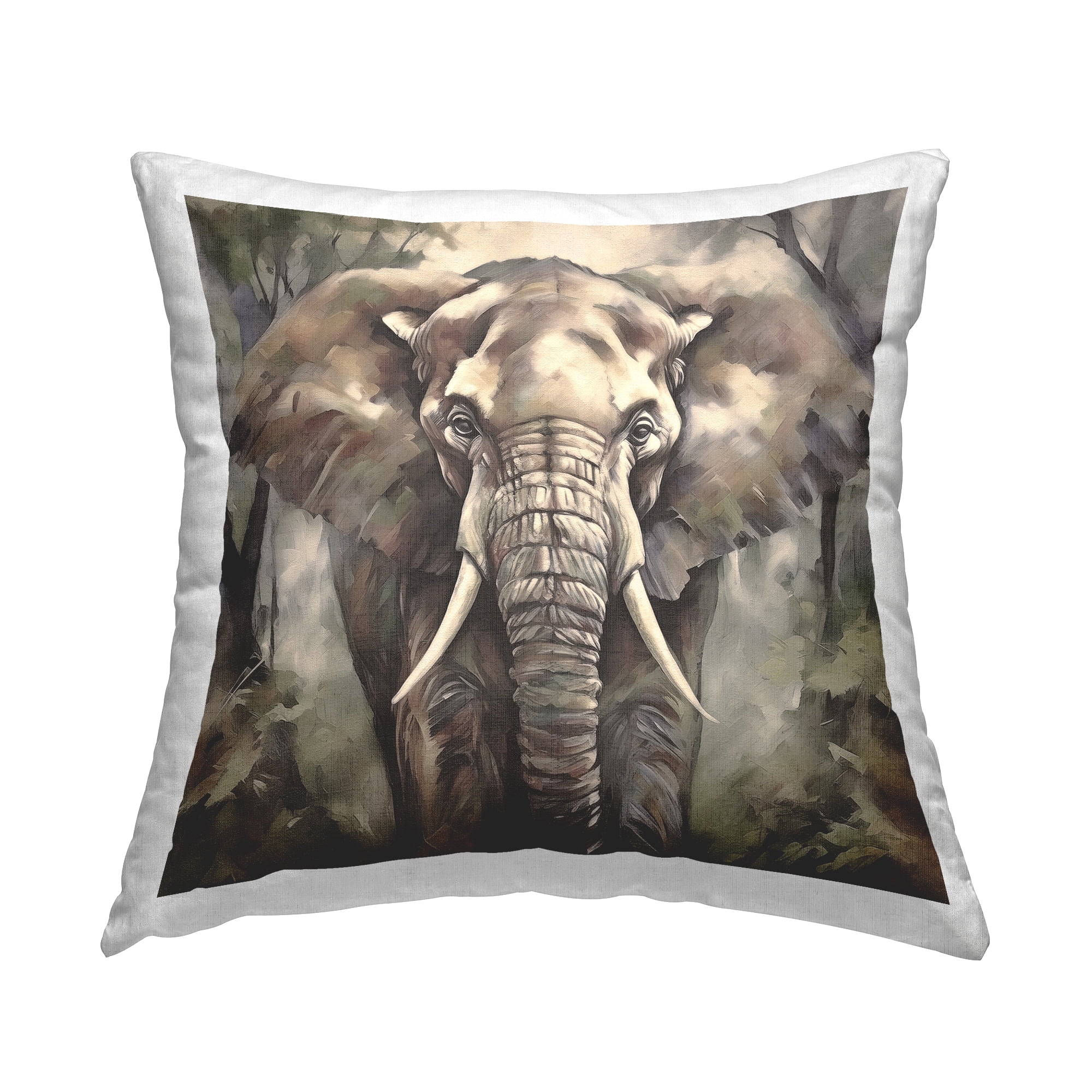 Stupell Industries Grey Elephant Portrait Decorative Printed Throw Pillow Design by Noah Bay.