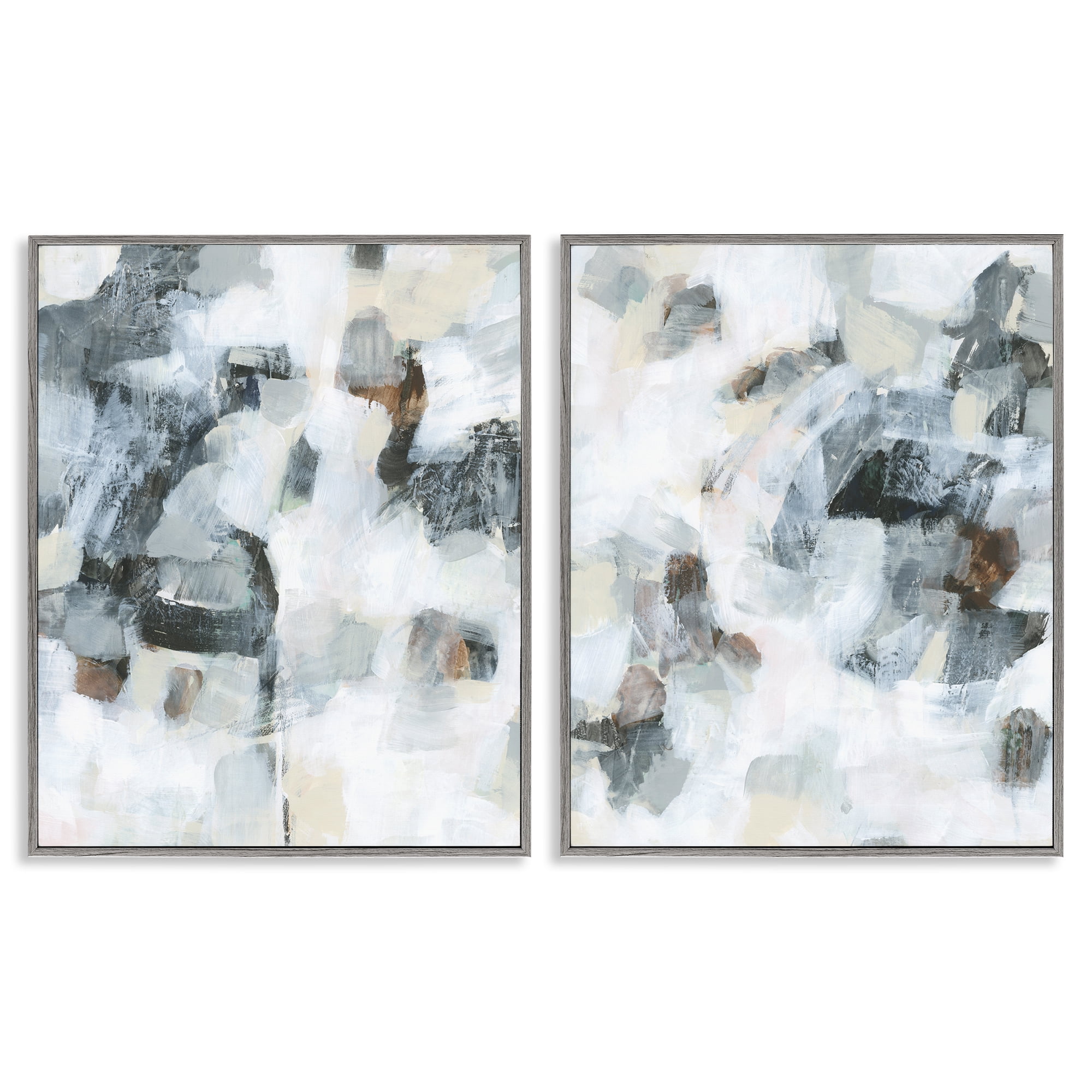 Stupell Industries Grey Faded Abstraction Abstract Painting Gray Framed Art Print Wall Art, 11 x 14, Set of 2