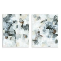 Stupell Industries Grey Faded Abstraction Abstract Painting Unframed Art Print Wall Art, 11 x 14, Set of 2