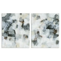 Stupell Industries Grey Faded Abstraction Abstract Painting Wrapped Canvas Art Print Wall Art, 16 x 20, Set of 2