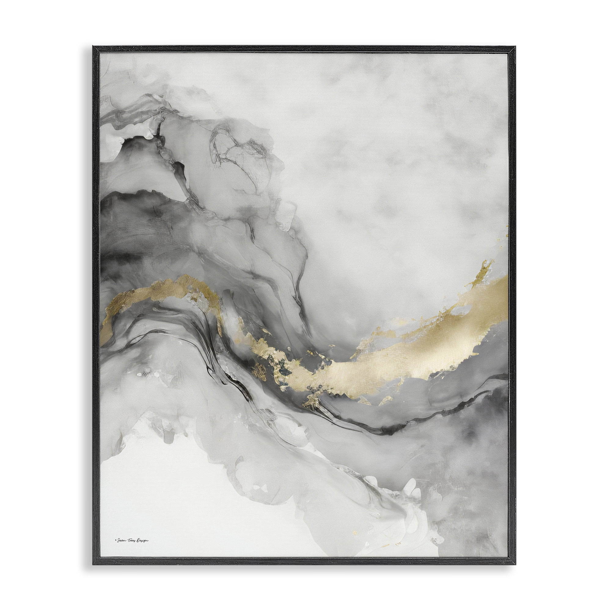 Stupell Industries Grey & Glam Geode Abstract Painting Black Framed Art Print Wall Art, 24 x 30