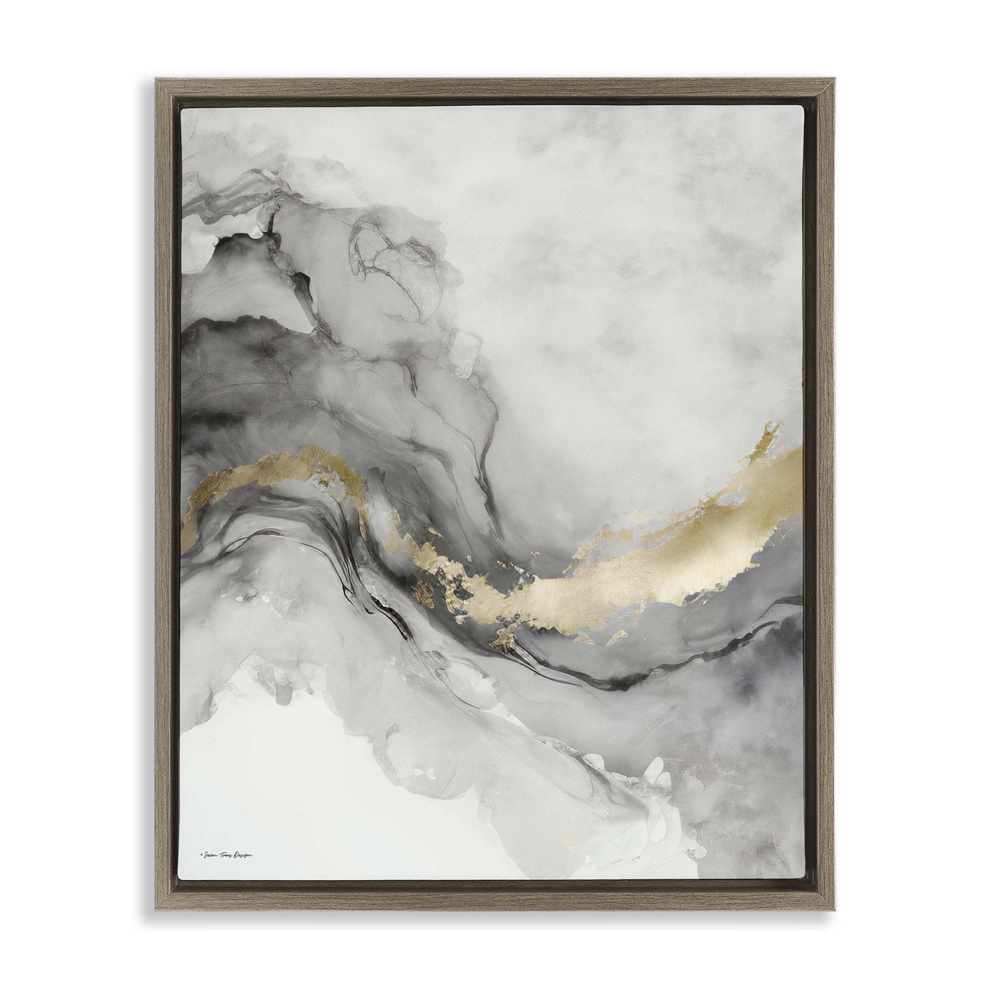 Stupell Industries Grey & Glam Geode Abstract Painting Brown Floater Framed Canvas Art Print Wall Art, 17 x 21
