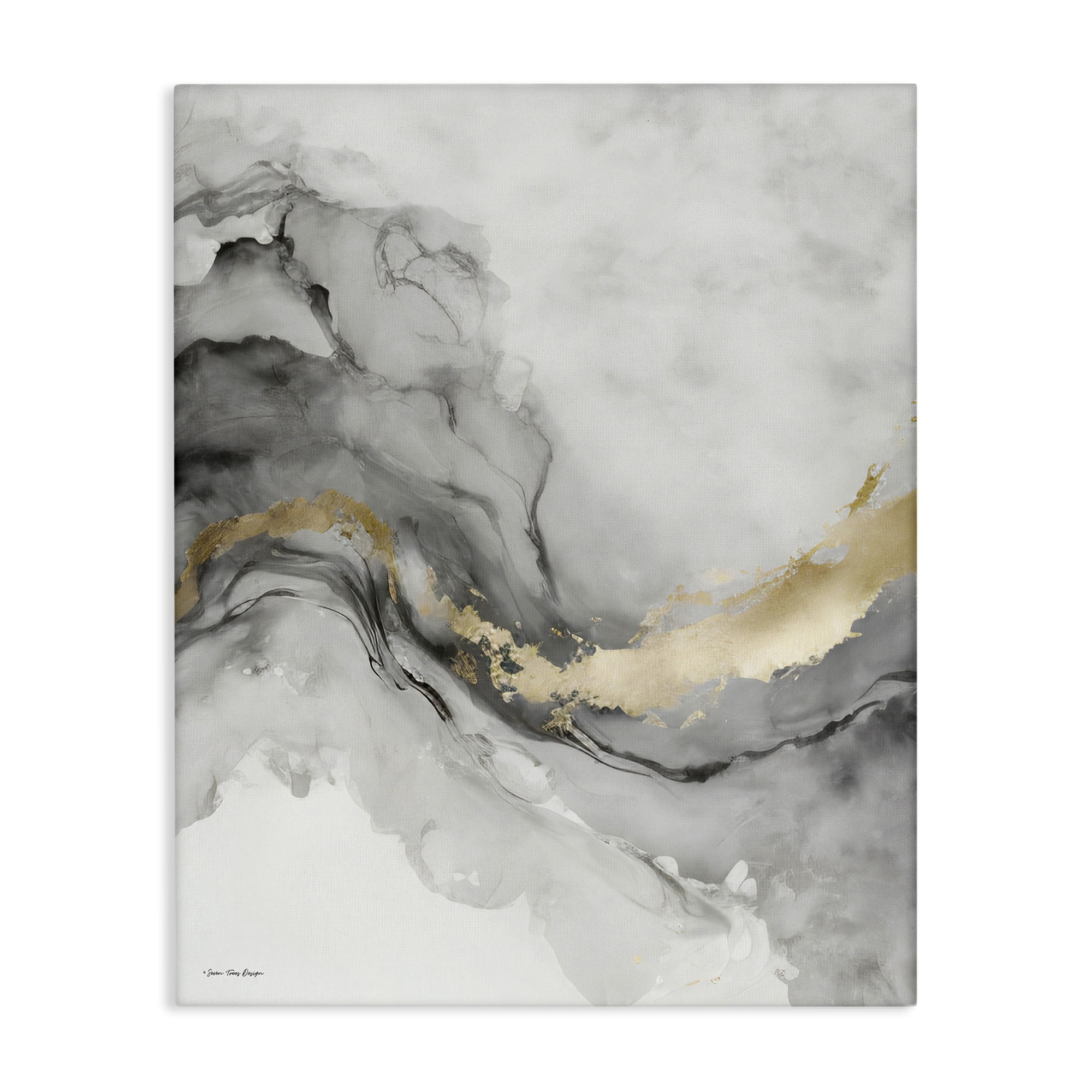 Stupell Industries Grey & Glam Geode Abstract Painting Gallery Wrapped Canvas Art Print Wall Art, 30 x 40