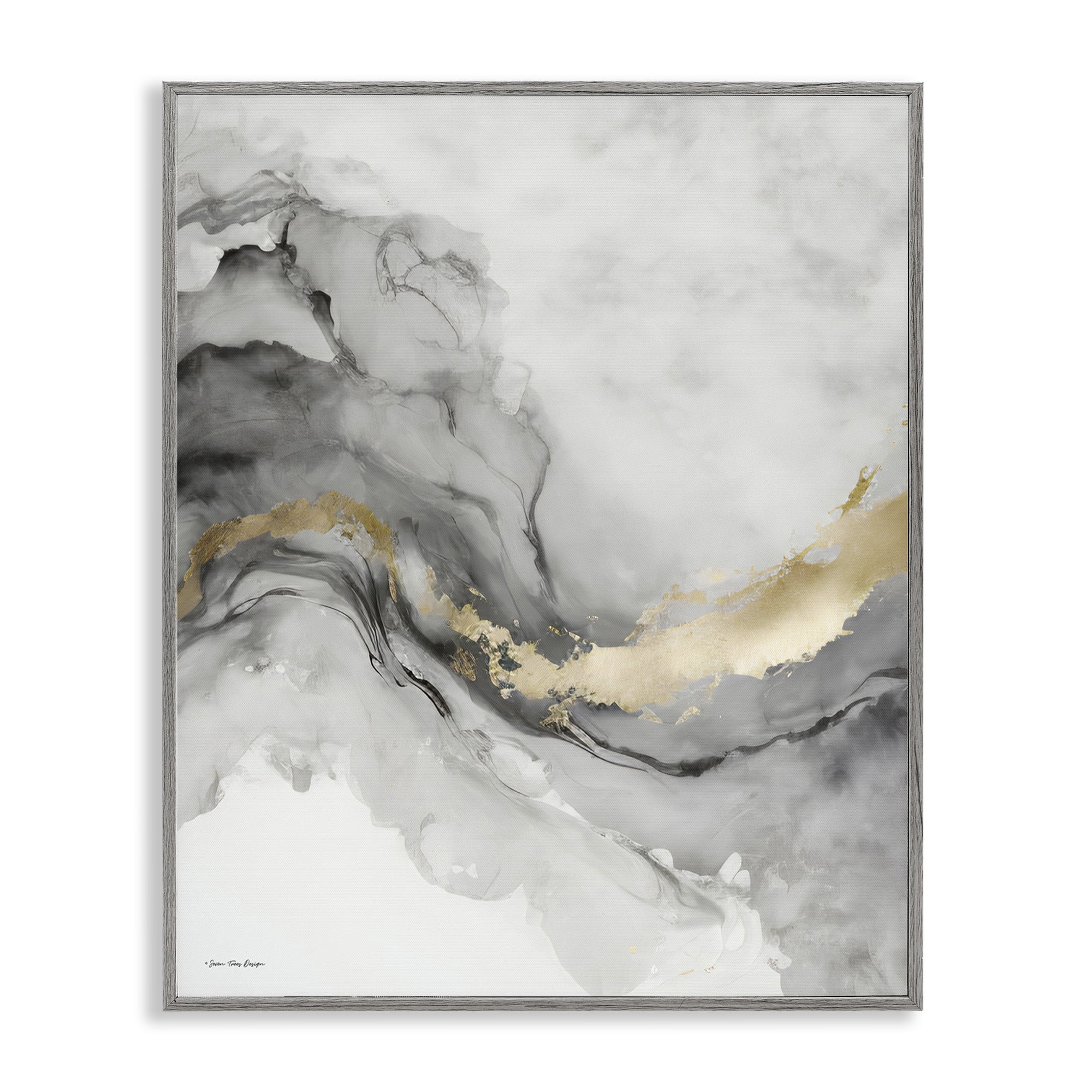 Stupell Industries Grey & Glam Geode Abstract Painting Gray Framed Art Print Wall Art, 11 x 14