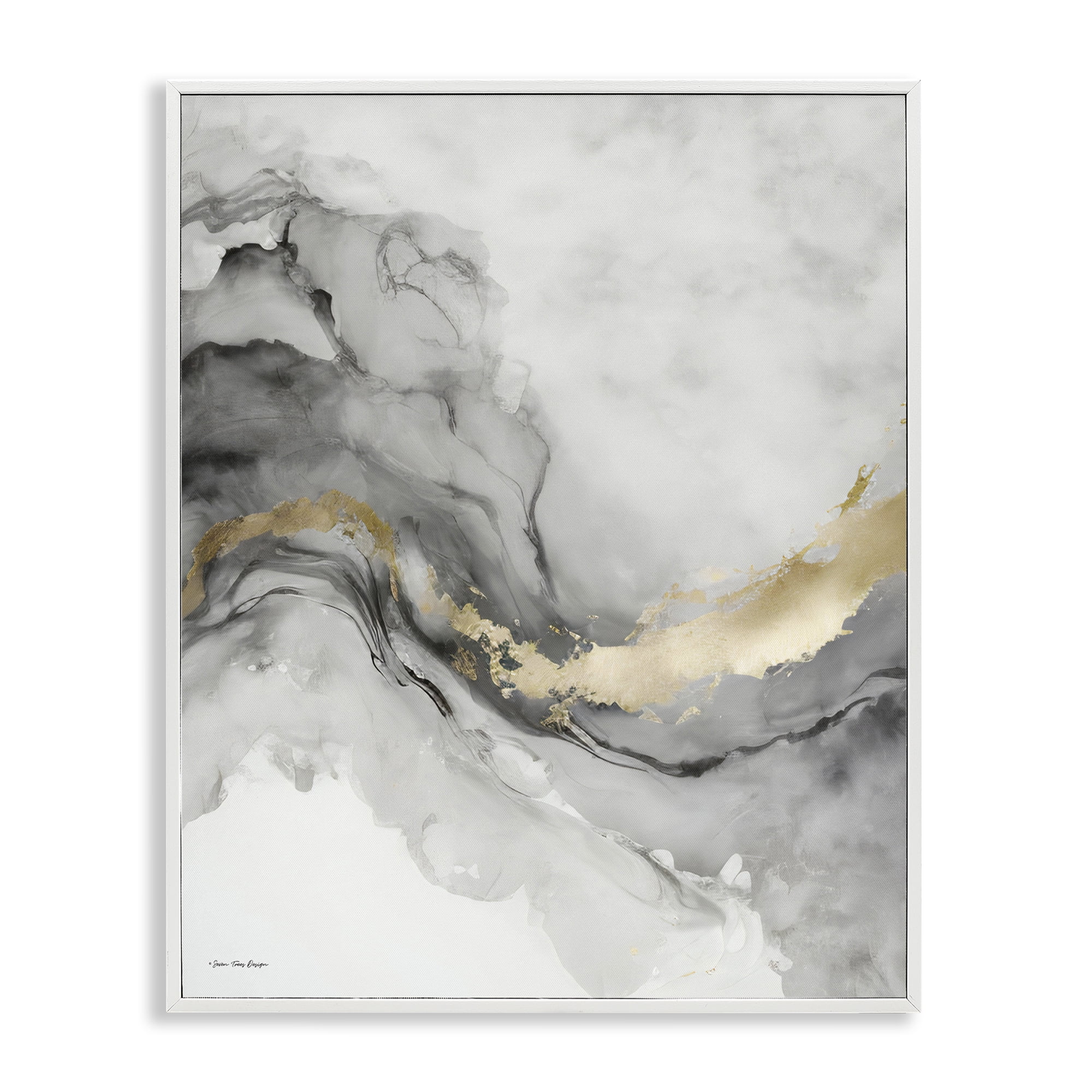 Stupell Industries Grey & Glam Geode Abstract Painting White Framed Art Print Wall Art, 16 x 20