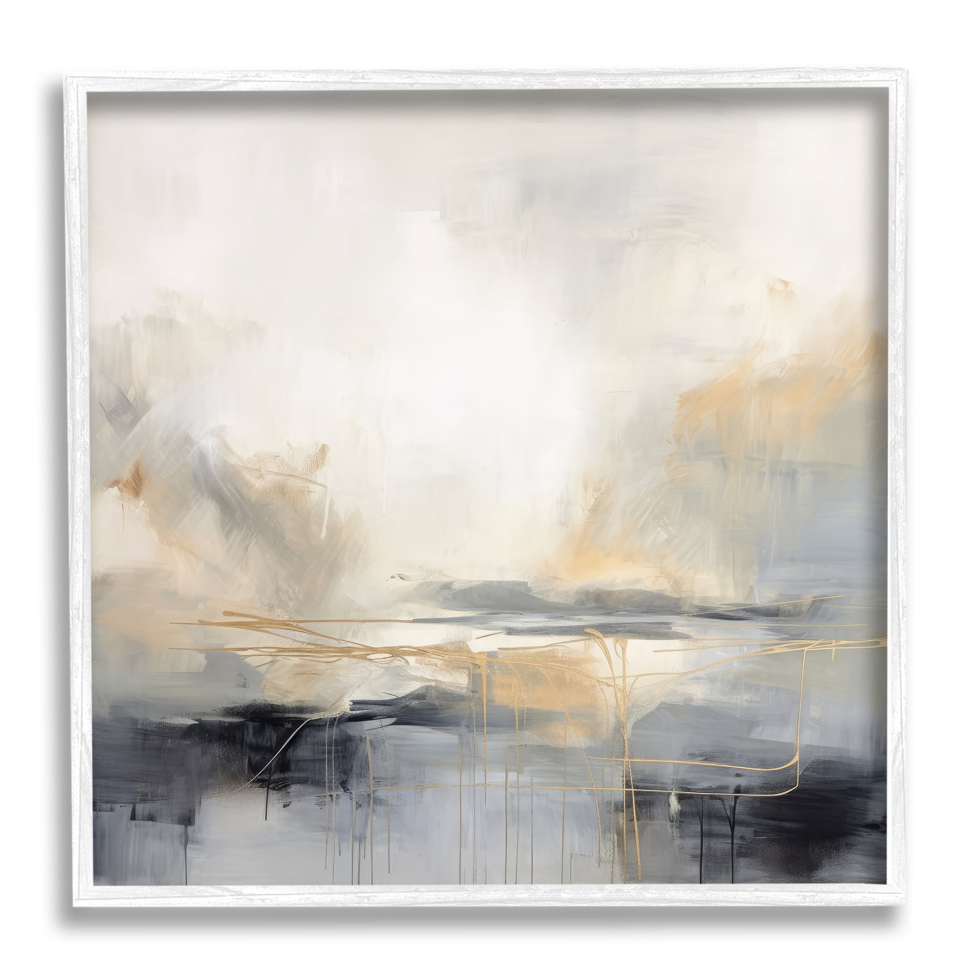 Stupell Industries Grey & Glam Landscape Abstract Painting White Framed Art Print Wall Art, 24 x 24