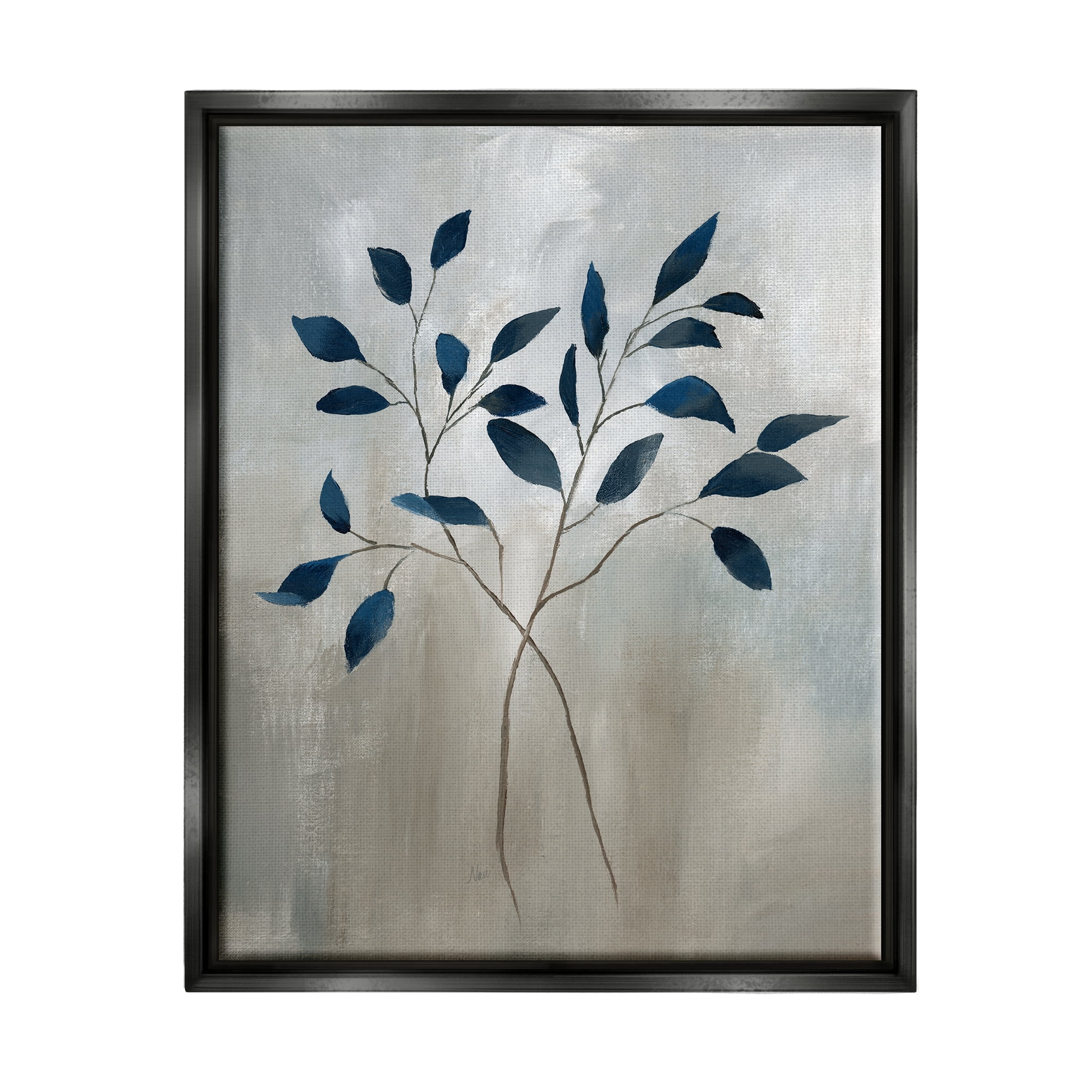 Stupell Industries Grey Herb Sprigs Botanical & Floral Painting Black Floater Framed Art Print Wall Art, 25 x 31