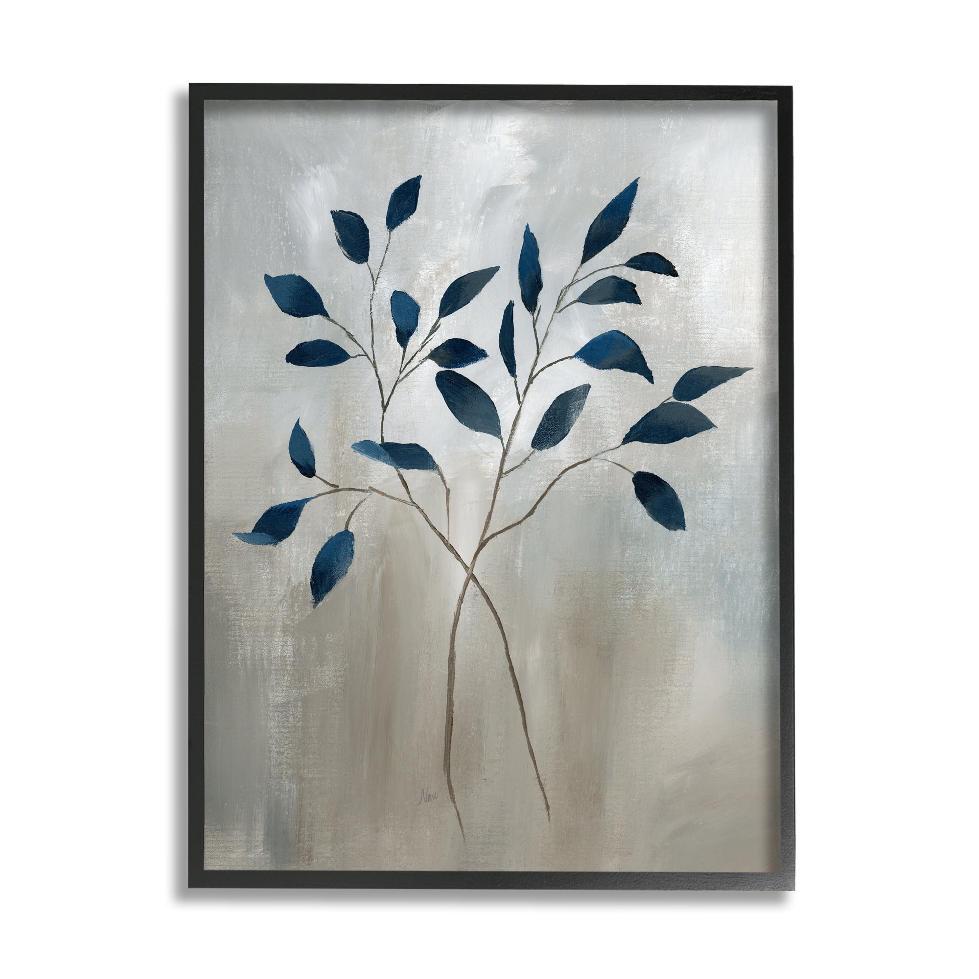 Stupell Industries Grey Herb Sprigs Botanical & Floral Painting Black Framed Art Print Wall Art, 24 x 30