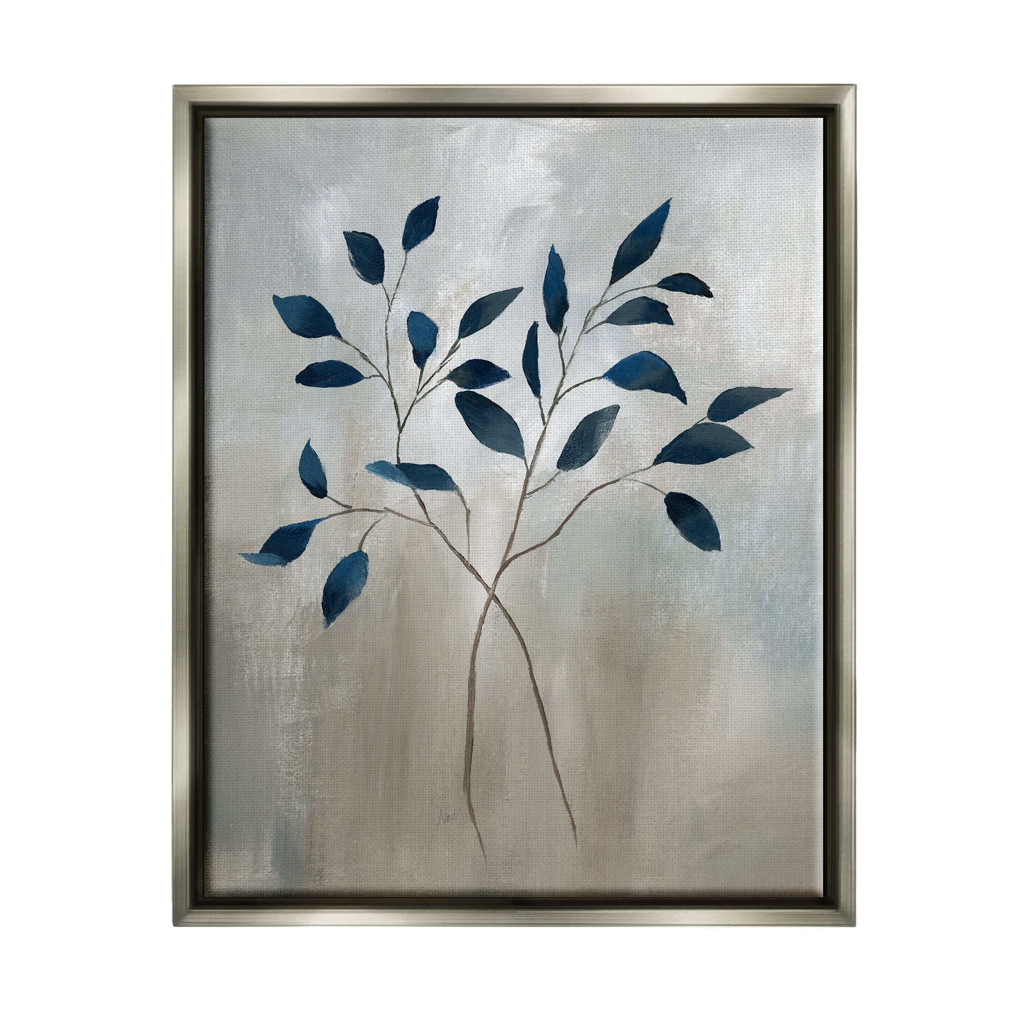 Stupell Industries Grey Herb Sprigs Botanical & Floral Painting Gray Floater Framed Art Print Wall Art, 17 x 21