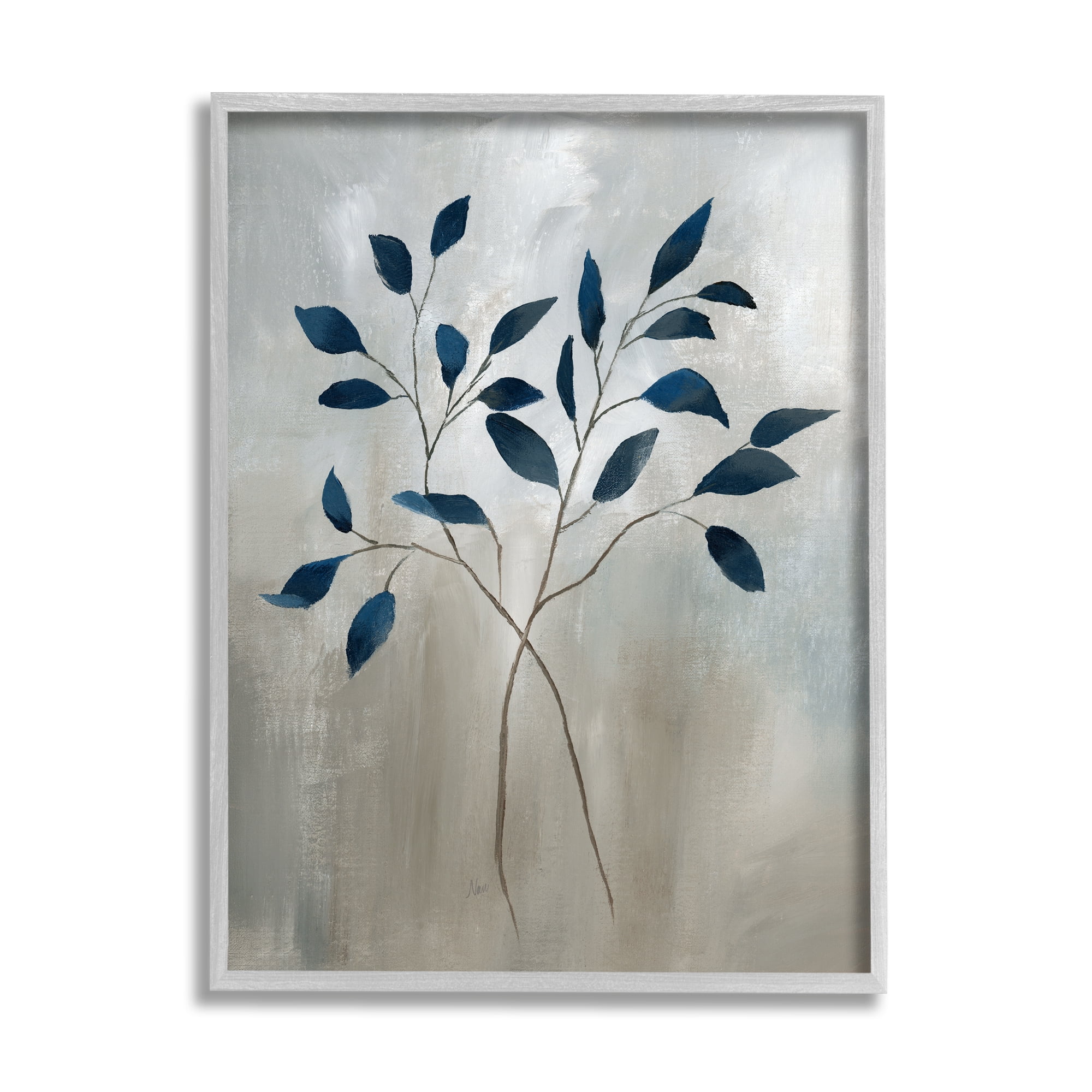 Stupell Industries Grey Herb Sprigs Botanical & Floral Painting Gray Framed Art Print Wall Art, 16 x 20