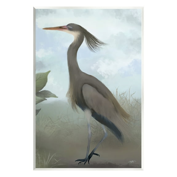 Stupell Industries Grey Heron Painting Animals & Insects Painting Unframed Art Print Wall Art, 10 x 15