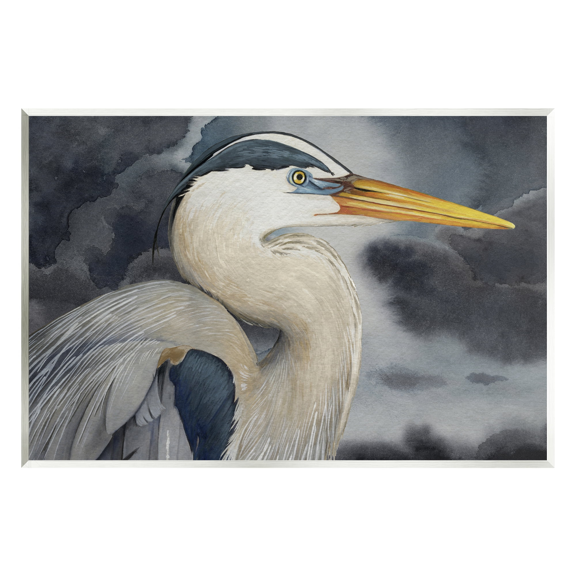 Stupell Industries Grey Heron Portrait Animals & Insects Painting Unframed Art Print Wall Art, 15 x 10