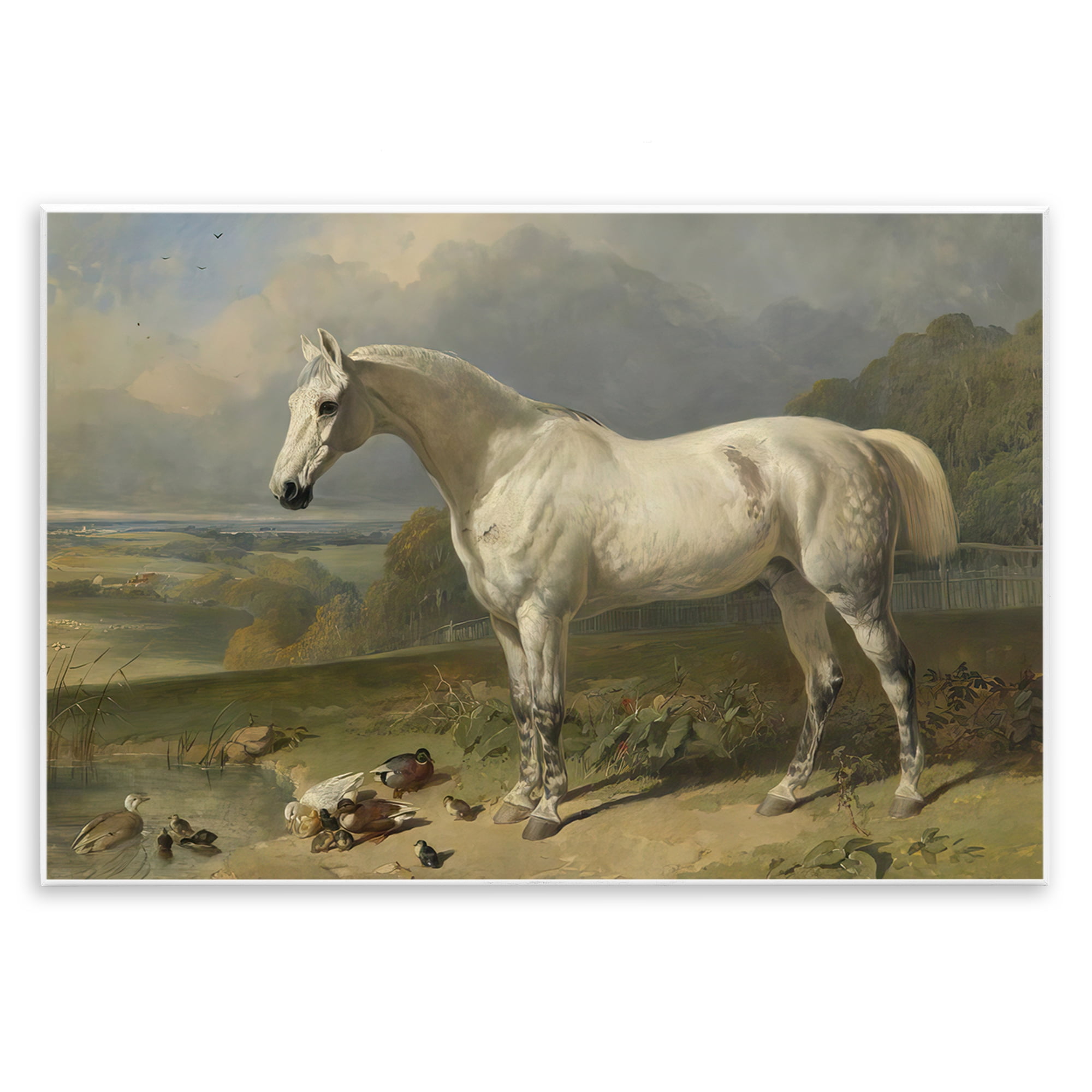 Stupell Industries Grey Horse And Ducks In Landscape Wall Plaque Art, design by Tina LeCour