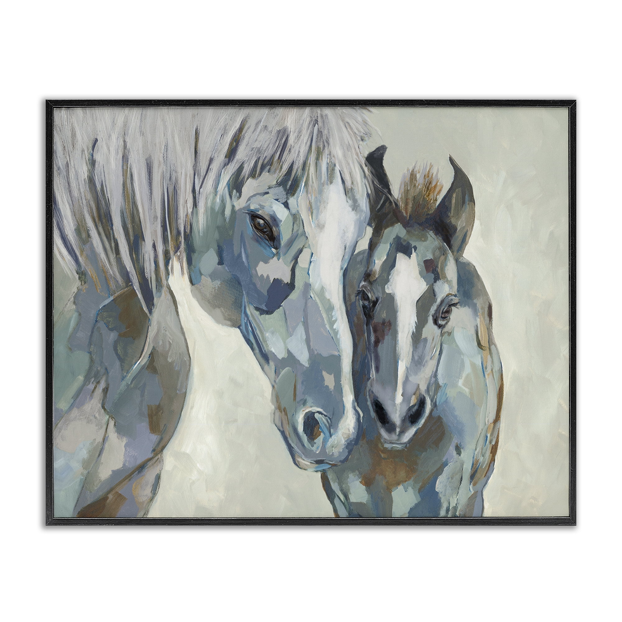 Stupell Industries Grey Horse & Foal Animals Painting Black Framed Art Print Wall Art, 30 x 24
