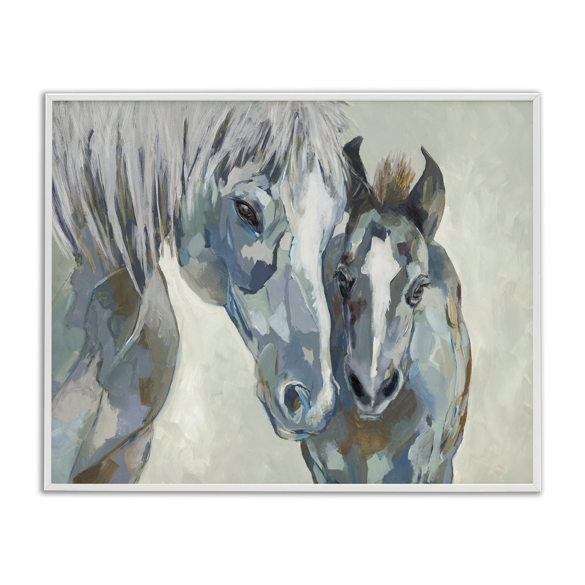 Stupell Industries Grey Horse & Foal Animals Painting White Framed Art Print Wall Art, 20 x 16