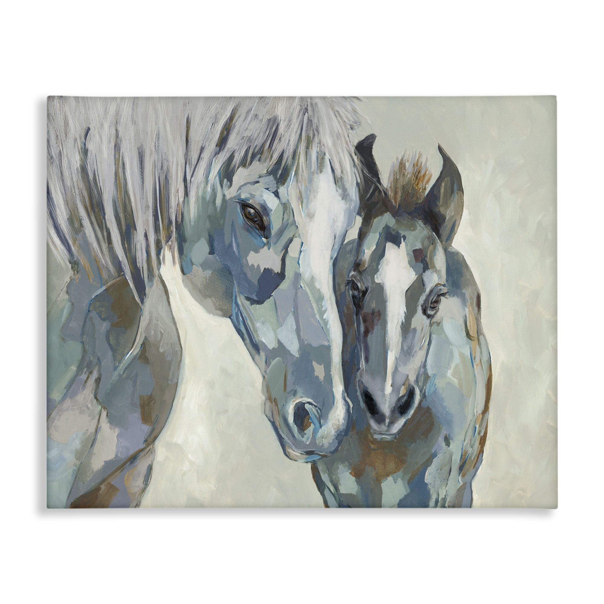 Stupell Industries Grey Horse & Foal Animals Painting Wrapped Canvas Art Print Wall Art, 20 x 16