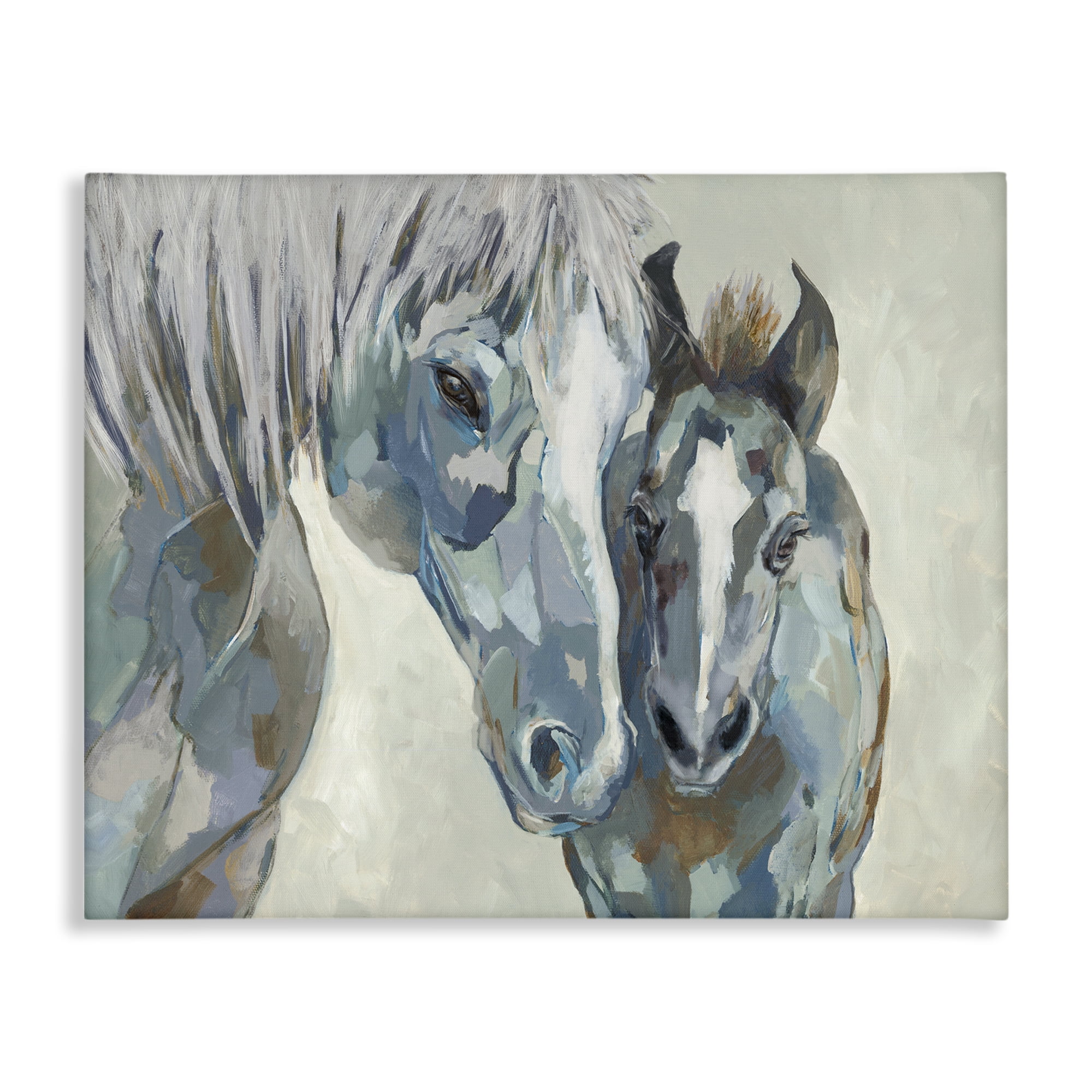 Stupell Industries Grey Horse & Foal Animals Painting Wrapped Canvas Art Print Wall Art, 30 x 24